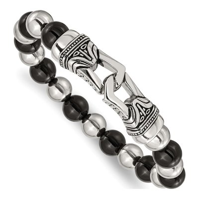 Stainless Steel Agate Stretch Bracelet