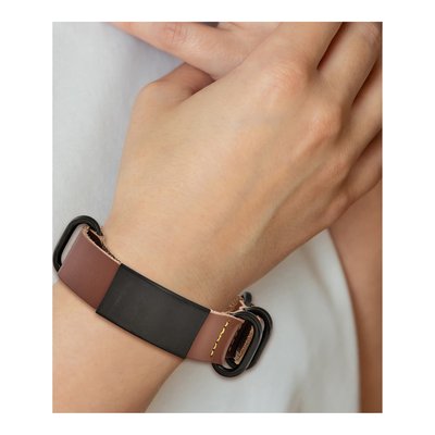 Black Stainless Steel Brown Leather ID Bracelet – view 6