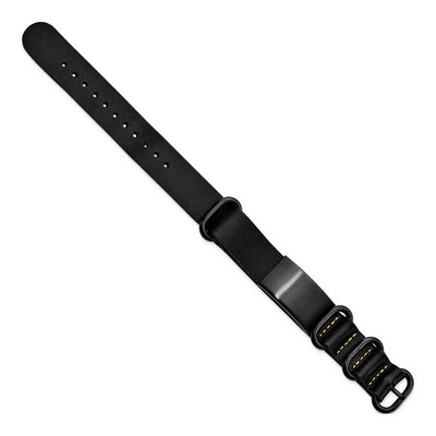 Black Stainless Steel Black Leather ID Bracelet – view 3
