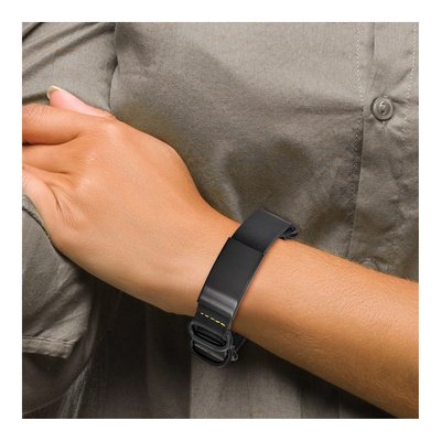 Black Stainless Steel Black Leather ID Bracelet – view 6