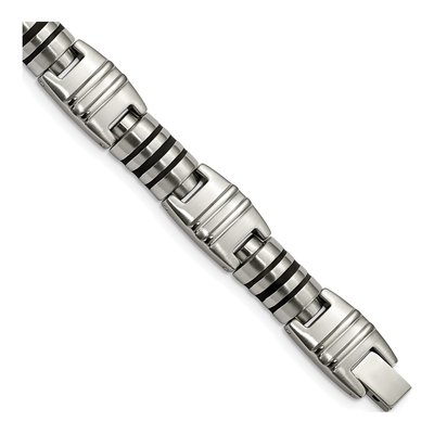 Stainless Steel Black Enamel Bracelet