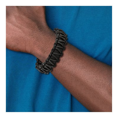 Stainless Steel Braided Black Leather Bracelet – view 7