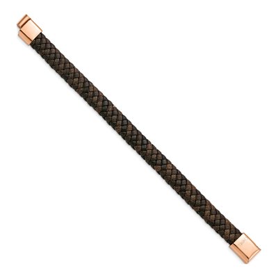 Stainless Steel Brown Leather Bracelet – view 4