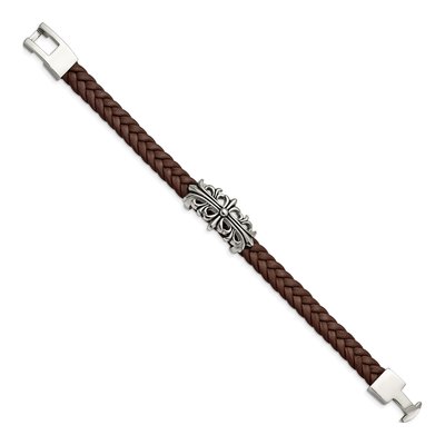 Stainless Steel Braided Leather Bracelet – view 4