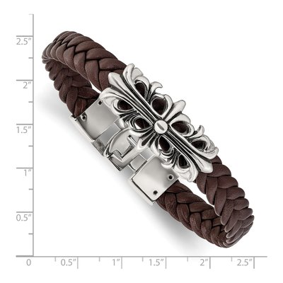 Stainless Steel Braided Leather Bracelet – view 5