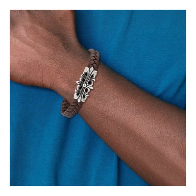 Stainless Steel Braided Leather Bracelet – view 6