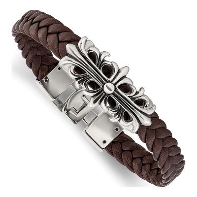 Stainless Steel Braided Leather Bracelet