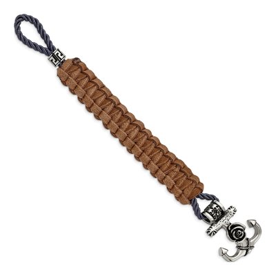 Stainless Steel Leather Anchor Skull Bracelet – view 4