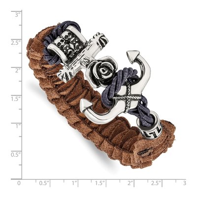 Stainless Steel Leather Anchor Skull Bracelet – view 5