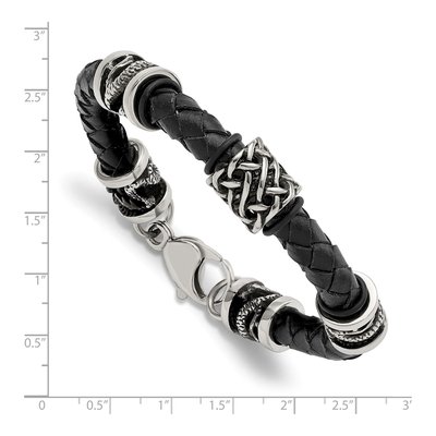 Stainless Steel Dragon Braided Leather Bracelet – view 6