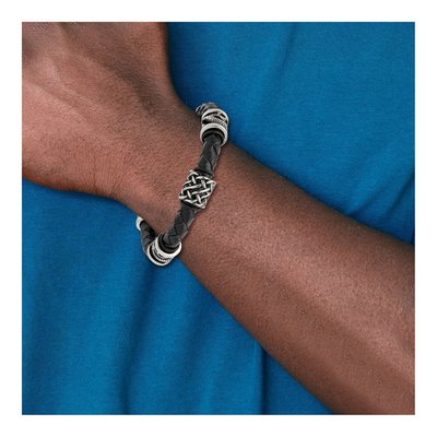 Stainless Steel Dragon Braided Leather Bracelet – view 7