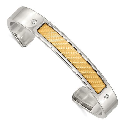 Stainless Steel 1/20 ct tw Diamond Cuff Bracelet