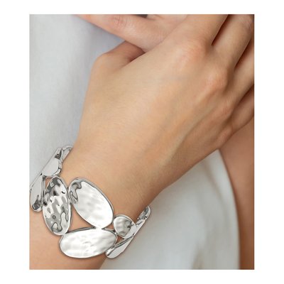 Stainless Steel Hammered Bangle Bracelet – view 5