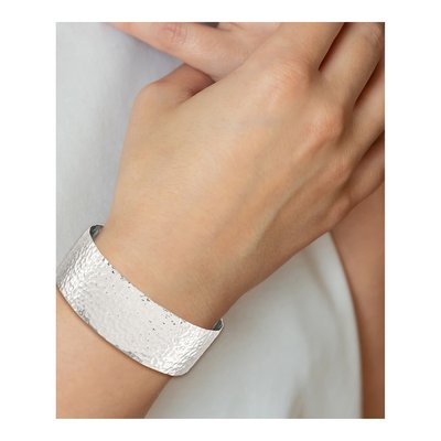 Stainless Steel Hammered Bangle Bracelet – view 5
