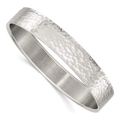 Stainless Steel Hammered Bangle Bracelet