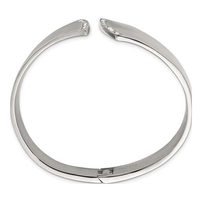 Stainless Steel CZ Hinged Bangle Bracelet – view 3