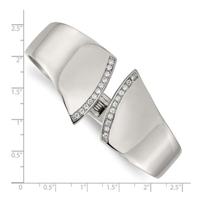 Stainless Steel CZ Hinged Bangle Bracelet – view 4