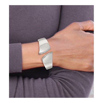 Stainless Steel CZ Hinged Bangle Bracelet – view 5