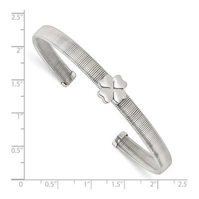 Stainless Steel Four Leaf Clover Cuff Bracelet – view 5