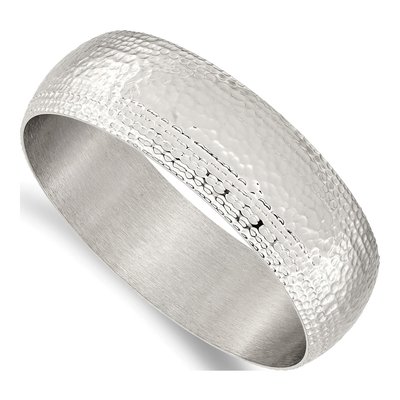 Stainless Steel Hammered Bangle Bracelet