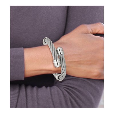 Stainless Steel Twist Wire Cuff Bracelet – view 5