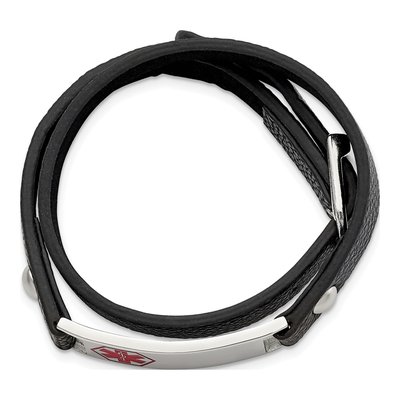 Chisel Steel Medical ID Leather Wrap Bracelet – view 4