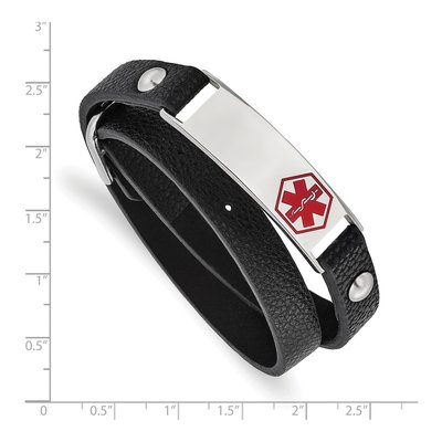 Chisel Steel Medical ID Leather Wrap Bracelet – view 5