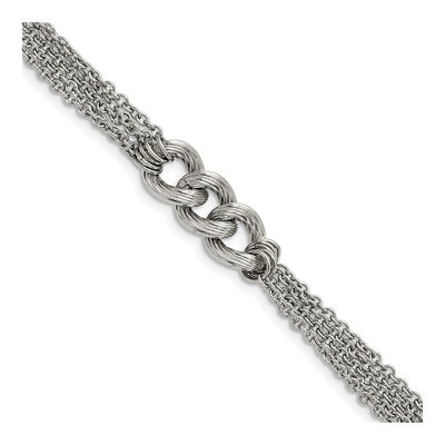 Stainless Steel Multi-Chain Oval Bracelet