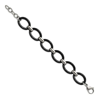 Stainless Steel Black Ceramic Bracelet – view 3