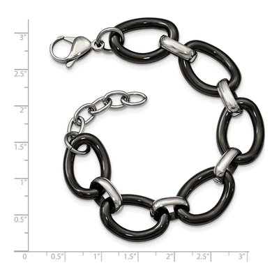 Stainless Steel Black Ceramic Bracelet – view 4