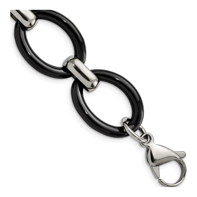 Stainless Steel Black Ceramic Bracelet