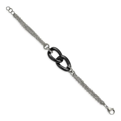Stainless Steel Black Ceramic Bracelet – view 3