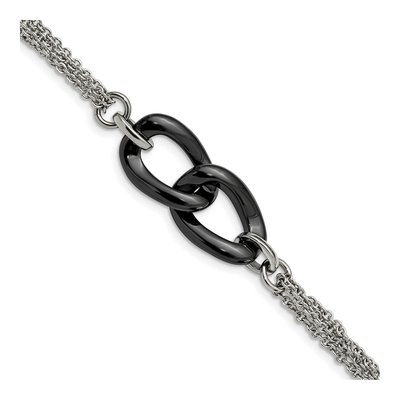 Stainless Steel Black Ceramic Bracelet