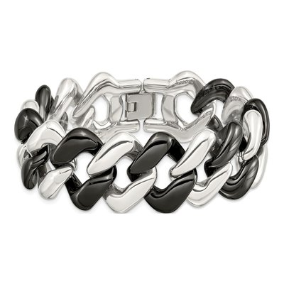 Stainless Steel Black Ceramic Link Bracelet – view 4