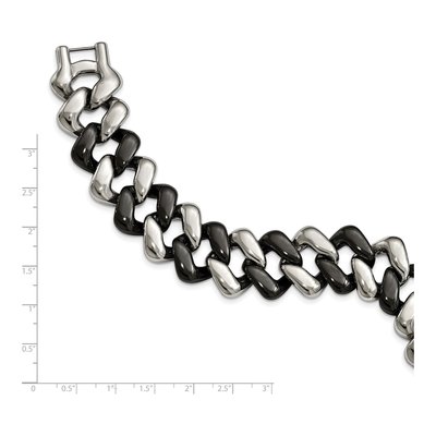 Stainless Steel Black Ceramic Link Bracelet – view 5