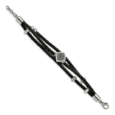Stainless Steel Crystal Druzy Leather Bracelet – view 3