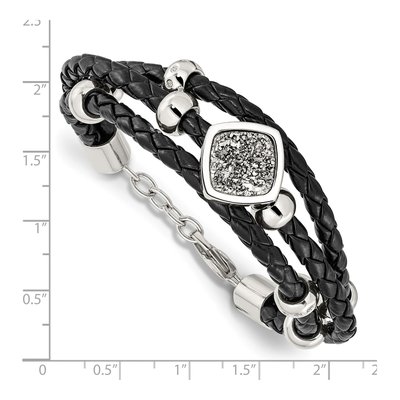 Stainless Steel Crystal Druzy Leather Bracelet – view 4