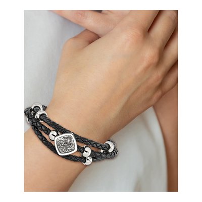 Stainless Steel Crystal Druzy Leather Bracelet – view 5