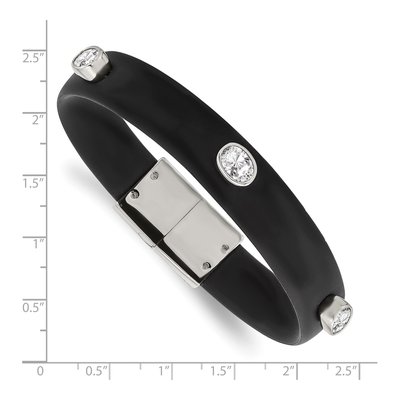 Stainless Steel CZ Silicone Bracelet – view 4