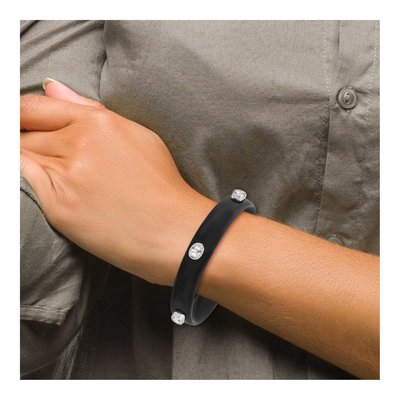 Stainless Steel CZ Silicone Bracelet – view 5