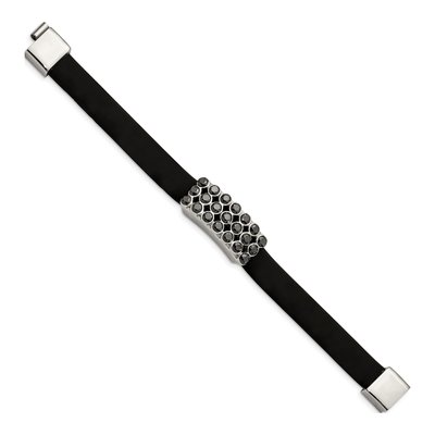 Stainless Steel CZ Rubber Bracelet – view 3