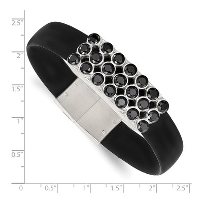 Stainless Steel CZ Rubber Bracelet – view 4