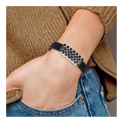 Stainless Steel CZ Rubber Bracelet – view 5