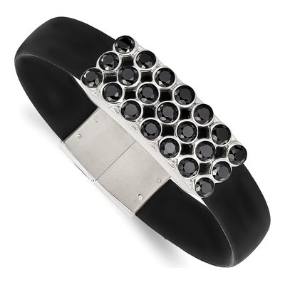 Stainless Steel CZ Rubber Bracelet