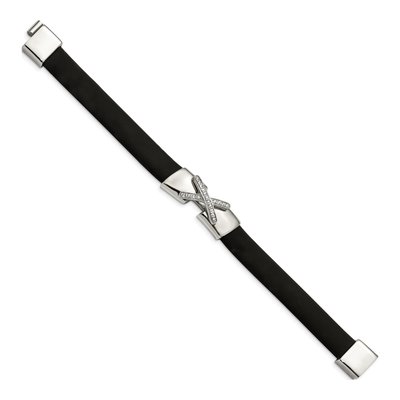 Stainless Steel CZ Silicone Bracelet – view 3