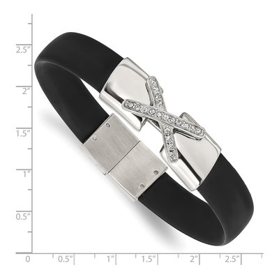 Stainless Steel CZ Silicone Bracelet – view 4