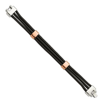 Stainless Steel IP Leather Bracelet – view 4