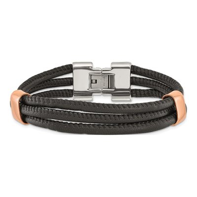 Stainless Steel IP Leather Bracelet – view 5