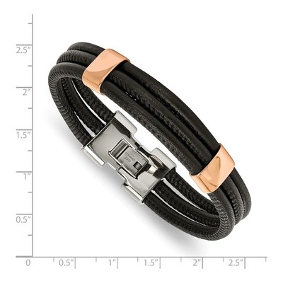 Stainless Steel IP Leather Bracelet – view 6