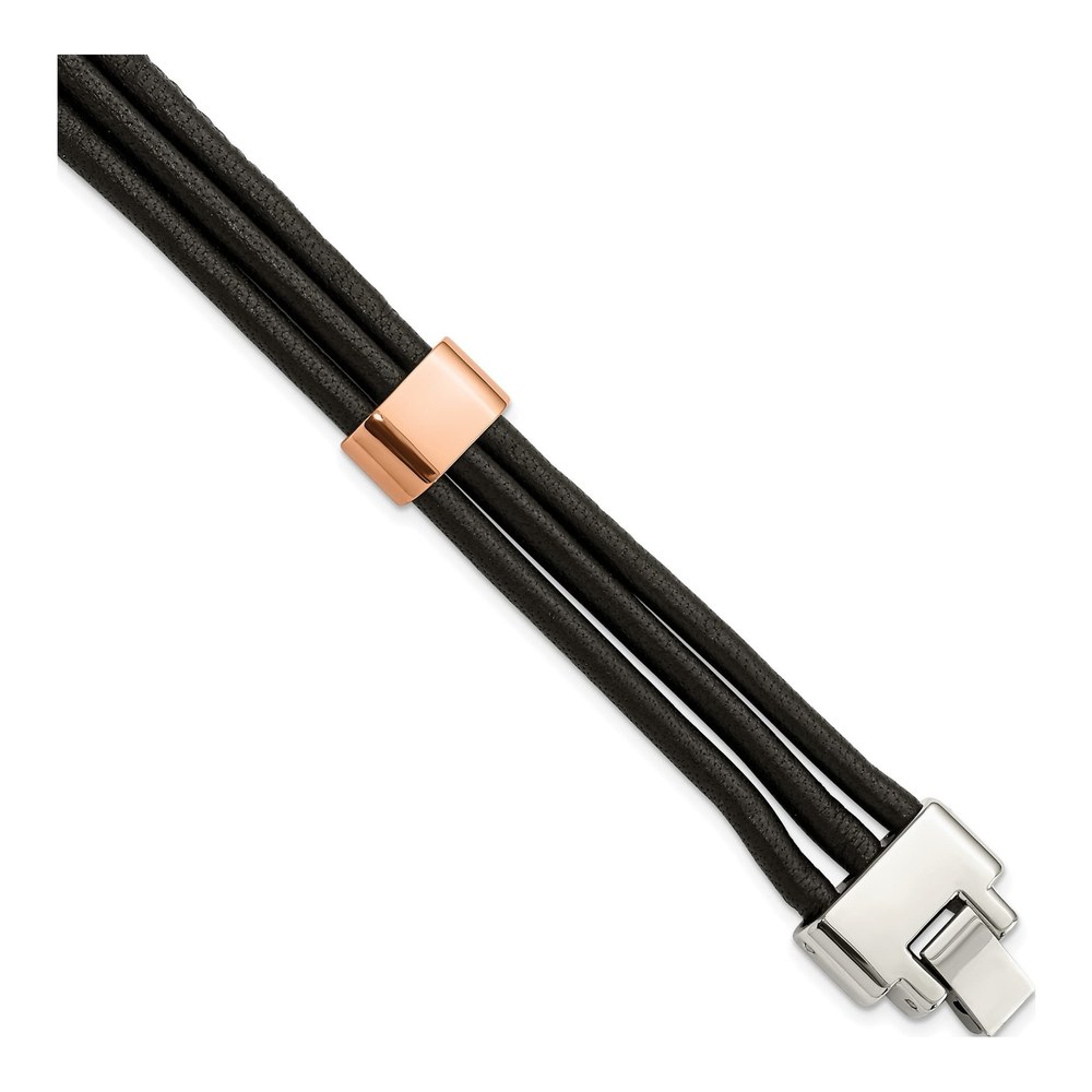 Stainless Steel IP Leather Bracelet